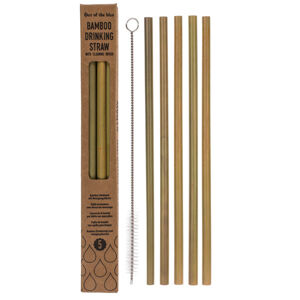 Bambusové slamky s kefkou (5 kusov)