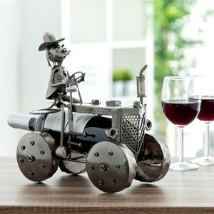 Kovový stojan na víno traktor