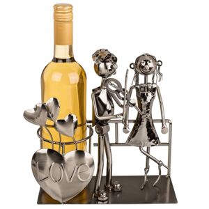 Kovový stojan na víno zamilovaný pár