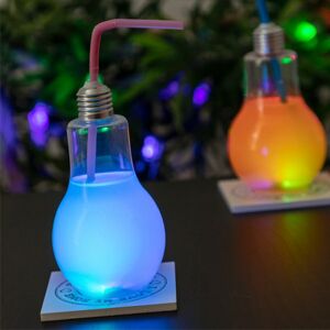 Pohár žiarovka s LED svetlom a slamkou