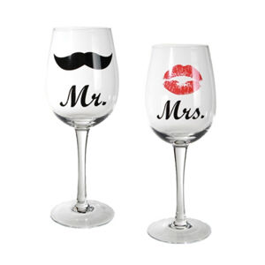 Poháre na víno Mr a Mrs