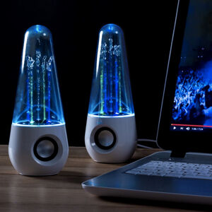 Reproduktory s LED svetlom a tancujúcou vodou
