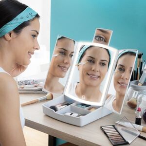 Skladacie LED zrkadlo s organizérom na make-up