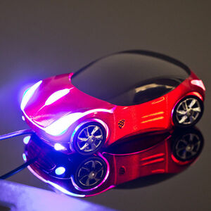 USB optická myška v tvare auta - červená